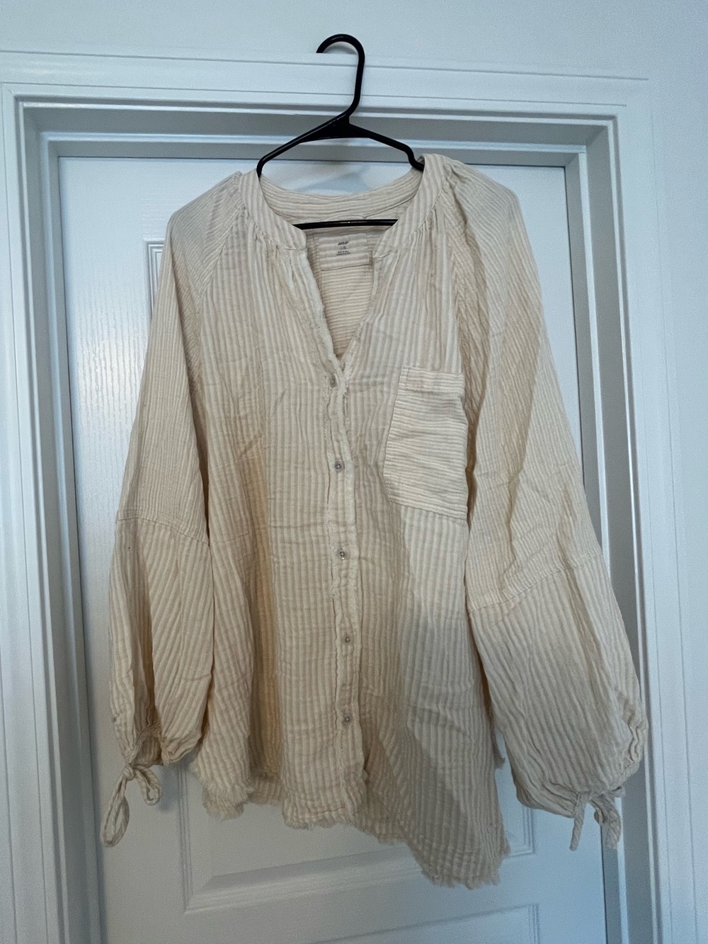 Aerie Striped Button-Front Women's Top, Size L
